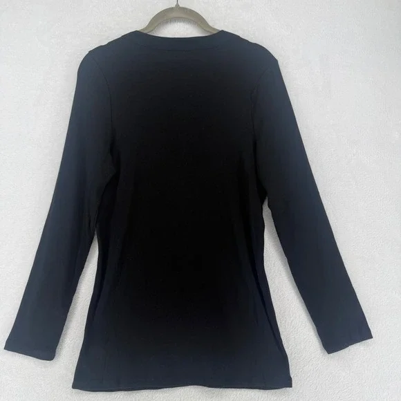 Torrid Ribbed Henley Long Sleeve Top Womens Size 0 Large Black Stretch NWT - Picture 5 of 7